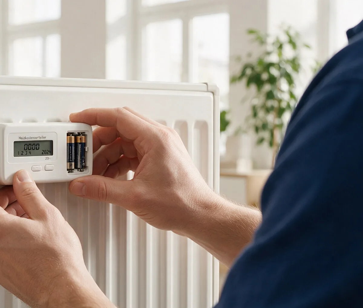 Installation eines Heizkostenverteilers am Heizkörper